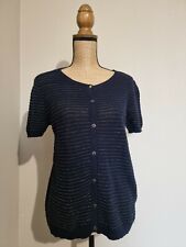 DES PETITS HAUTS : SUPERBE GILET CARDIGAN MARINE AVEC FILS DORÉS 