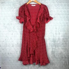 Copperose Robe Portefeuille Femme S Rouge Blanc Cœurs Volants Ceinture Nouer