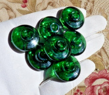 LOT 4 ANCIENS BOUTONS en VERRE PRESSÉ MOULÉ légèrement IRISÉ vers 1900