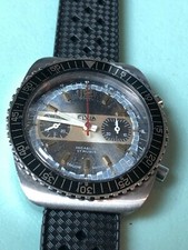 Chronographe Elvia   inox  , Valjoux 7733 ,  révisé, fabrication par  Yema