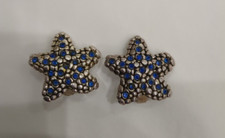 boucles d'oreilles clips vintage Taratata Etoile bleu et argenté