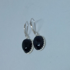 boucles d'oreille ovales en argent 925 et pierre d'onyx création unique
