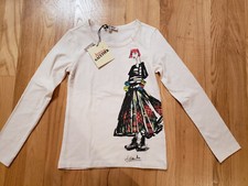JUNIOR GAULTIER Girl's Fashionista Girl Print Long Sleeve T-Shirt Tee Top - BNWT
