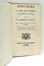 LIVRE ANCIEN BONNAUD DISCOURS CONTRE ETAT CIVIL AUX PROTESTANTS 3 PARTIES 1788