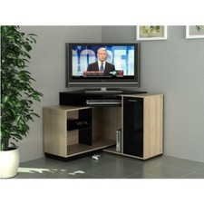 Meuble TV d'angle AMAEL avec rangements - Coloris chêne