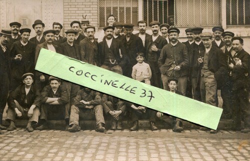 Carte photo groupe ouvriers - carte,
