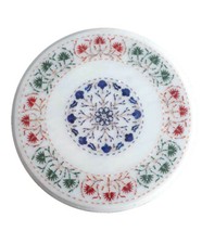 18 " Marbre Table Top Handmade Incrustation Pietradura Floral Art Maison Meuble