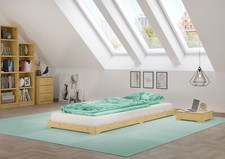 Lit futon en bois naturel très bas, idéale pour combiner avec futon