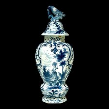 POT COUVERT EN FAÏENCE DE DELFT ANCIEN début XIXème H:38cm