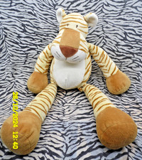 ?  NICOTOY DOUDOU PELUCHE  TIGRE BEIGE MARRON VENTRE BLANC BILLES 42CM NEUF