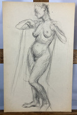 Crayon Portrait Nu Femme Nue