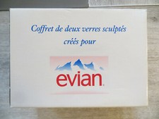 coffret 2 verres sculptés créés pour evian,publicitaire,neuf,jamais servi