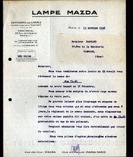 PARIS (VIII°) USINE de LAMPES "Compagnie des LAMPES MAZDA" en 1936