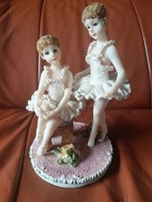 Vintage Statue Resin Rare Figurine Two Dancing Girls