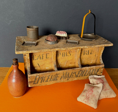 Jouet ancien bois epicerie - en,