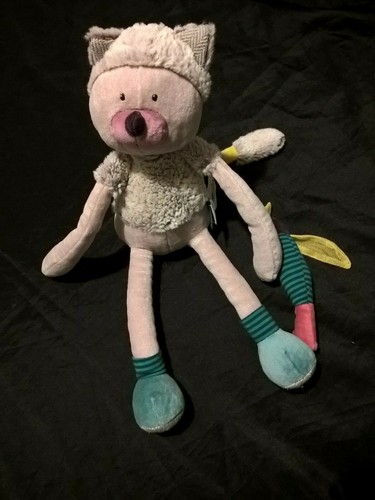 Peluche doudou chat vert - vert, gris