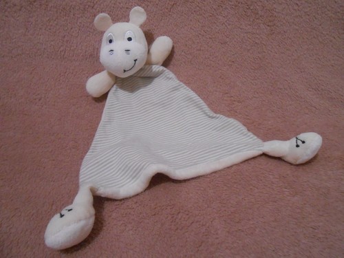 Doudou hippopotame écru - hippopotame, rayé