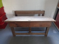 Pupitre double d'école vintage 50's, en bois, très bon état