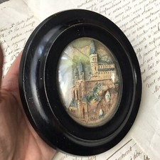 Diorama MINIATURE XIXè Encadré Notre Dame de Lourdes Cadre Bombé Victorian 19thC