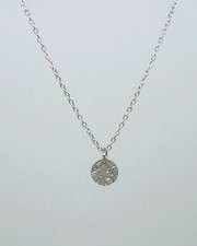 Collier pendentif rond texturé chaîne forçat acier inoxydable Cadeau de noël 