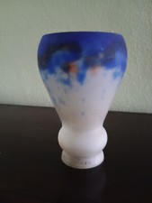 TULIPE CROISMARE - VERRE marmoréen blanc-bleu-violine en colochinte - signé