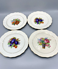 Lot de 4 assiettes anciennes Moulin des Loups Saint-Amand Décor fruits & fleurs 