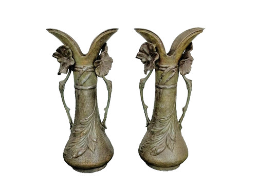 Paire vases art nouveau en - paire, de