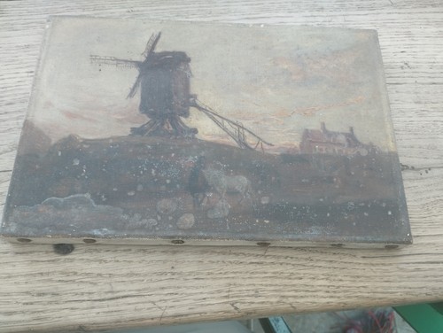 Peinture moulin huile sur - huile,