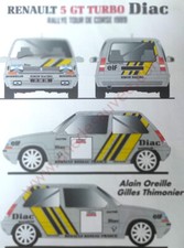 AUTOCOLLANTS STICKERS RENAULT SUPER 5 GT TURBO ” DIAC ” KIT COMPLET