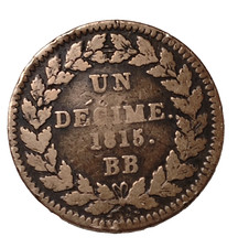 France 1 Décime en Bronze 1815BB Louis XVIII