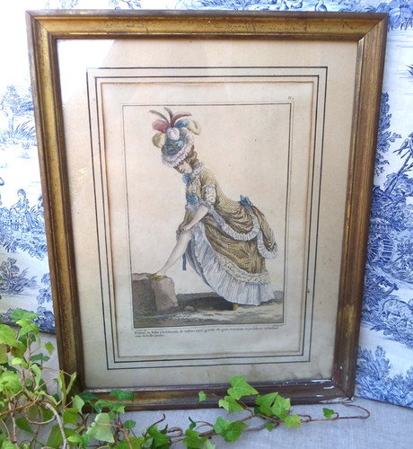Ancienne gravure mode - femme, en