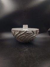Coupe Pot Pourri Couvert Raku Craquelé Poterie Vintage Céramique XXème Siècle