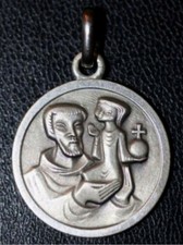 Médaille religieuse milieu XXe St Antoine et l'Enfant Jésus / Mont Saint Michel