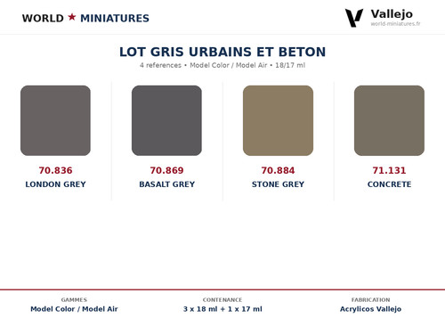 Lot vallejo gris - gris, urbains