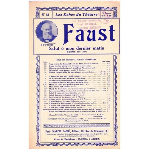 Faust salut mon dernier - faust, ô