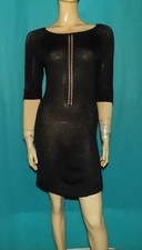 MAJE robe en maille noire  demi - manches Taille : 1