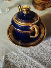 Sucrier  Porcelaine Limoges bleu de four Dorure Et Incrustation Veritables