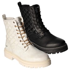 Mustang Femme Bottines Schnürboot Plateforme Matelassé Motif à Losanges 1398-516