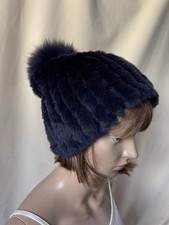 Chapeau en fourrure de Lapin tricoté et Renard Neuf