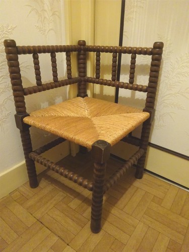 Ancien fauteuil angle bois - ancien,