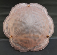 Grande vasque plafonnier lustre lampe art deco 1930 signée  Degué verre rose