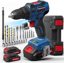 Perceuse Visseuse Sans Fil 20V Brushless avec 2 Batteries, 2 Vitesses, LED