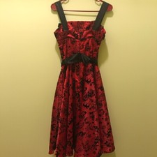 Hell Bunny Red Flocked Dress