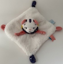 ?Doudou Plat Mouchoir Chat Pollen  BABY NAT Babynat Rose Blanc