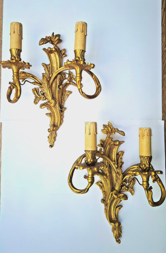 Paire appliques bronze - paire, doré