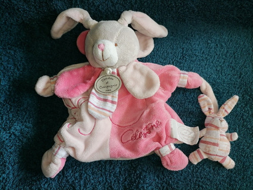 Doudou marionnette lapin - , rose