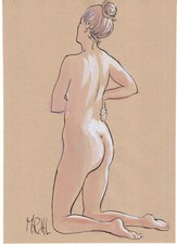 Nu nude dessin original Femme