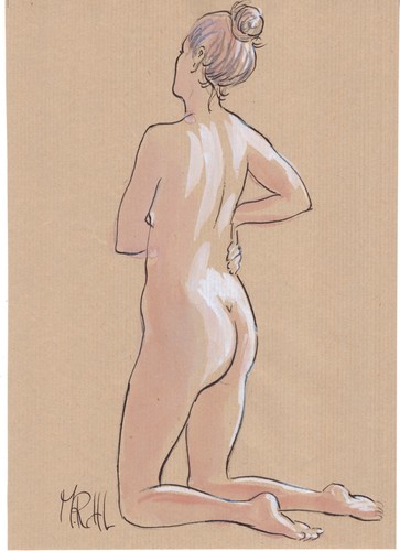 Nude dessin original femme - nu,