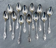 BOULENGER 12 cuillères métal argenté PAVOT " art nouveau Jugendstil