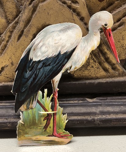Stork scrap victorian die cut - stork?,
